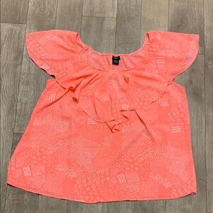 Womens Torrid Ruffled Flowy Coral Top‎ Blouse Shirt